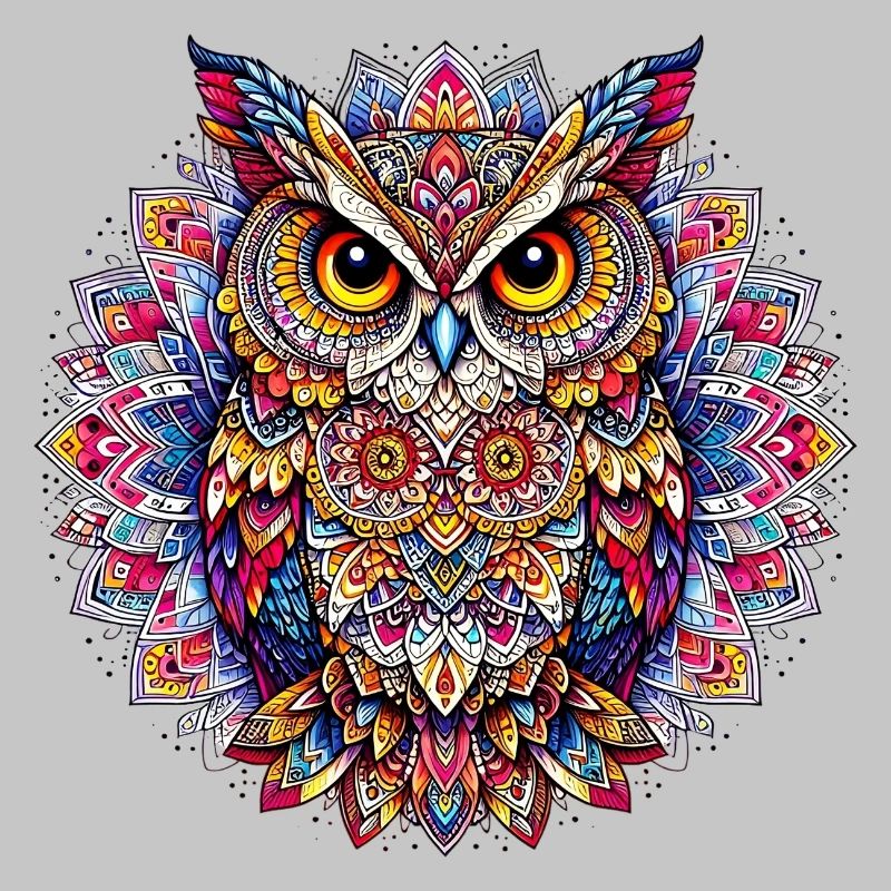 Eule mit Mandalas verziert