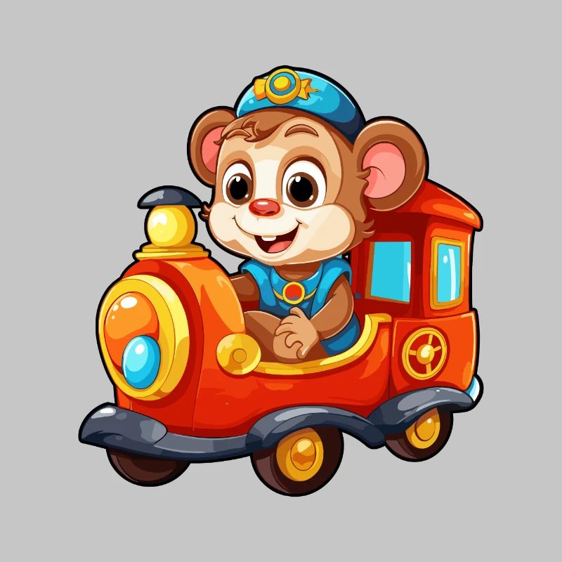 Monkey Railroad Chimpanzee Monkey Rides Railroad