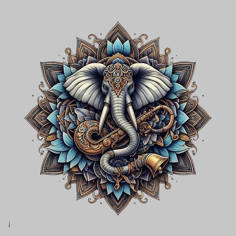 Mandala d’éléphants dans le style steampunk