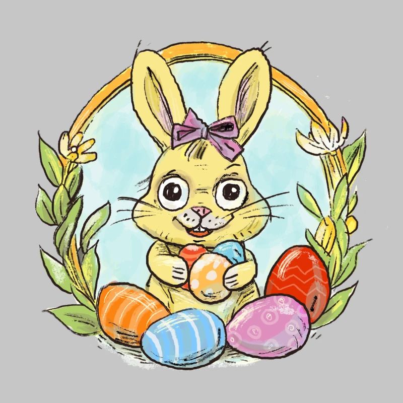 Easter bunny with colored eggs