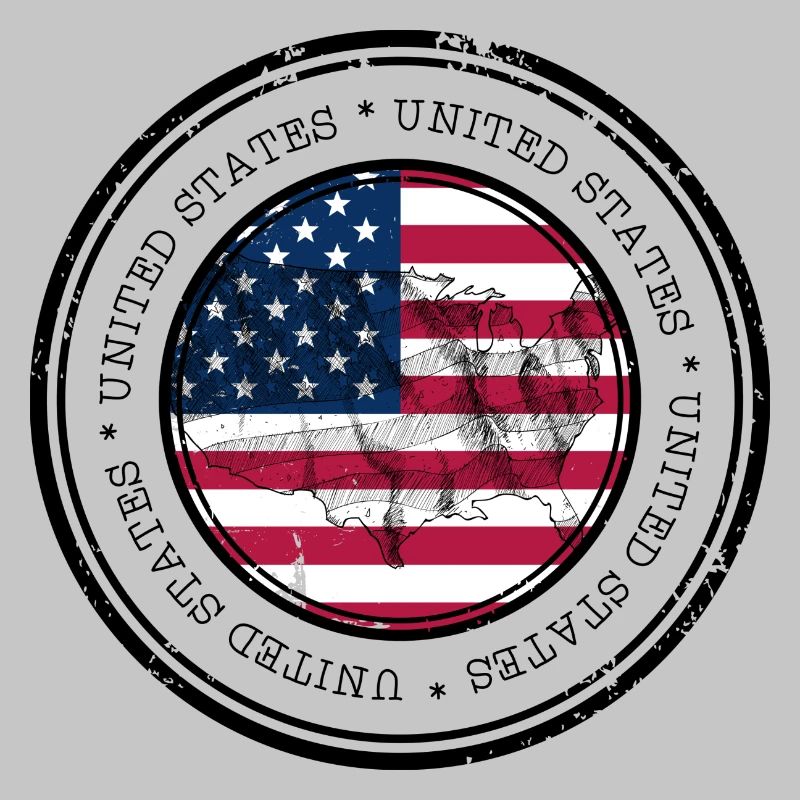 US Flag Map Round Emblem