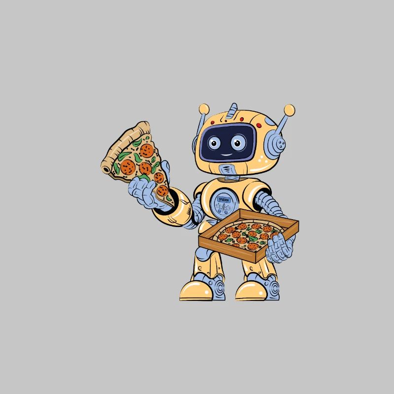 Robot eats pizza