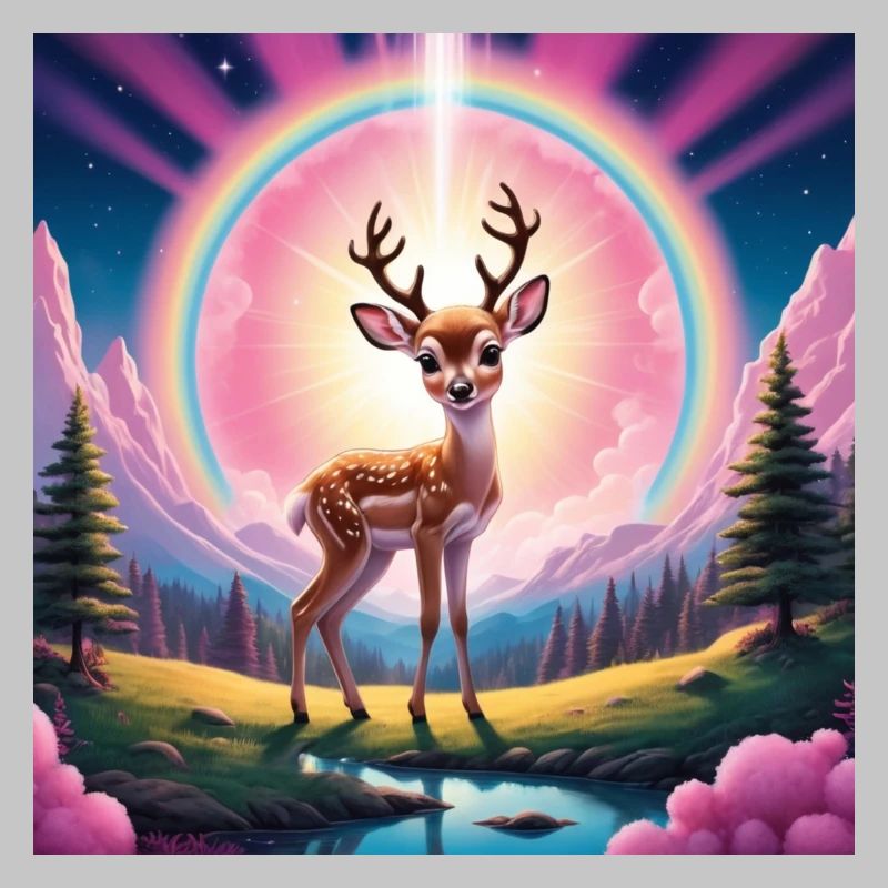 Cerf avec arc-en-ciel