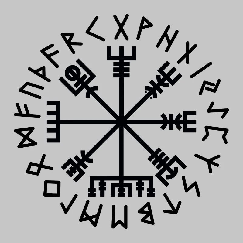 Vegvisir-Runen schwarz