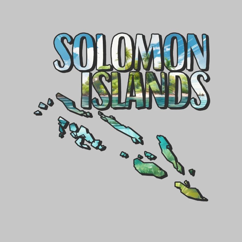 Watercolor Map Solomon Islands