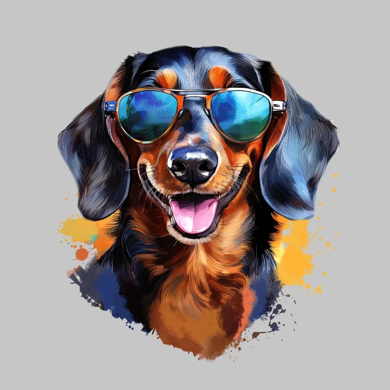 Teckel avec lunettes de soleil