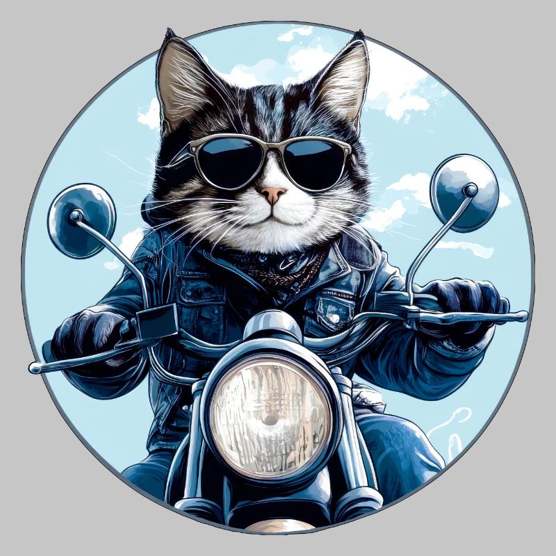 Katze Motorradfahrer
