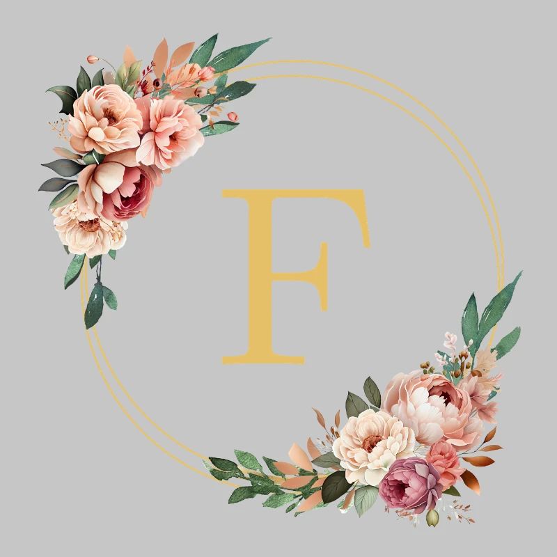 F Monogram, Couronne de fleurs, Personnalisable