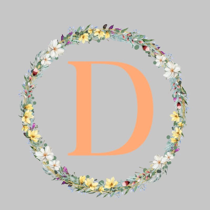 D Monogram, Couronne de fleurs, Personnalisable