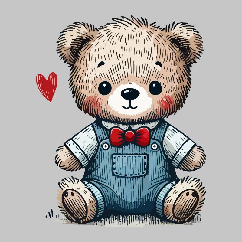 Vintage teddy bear with dungarees