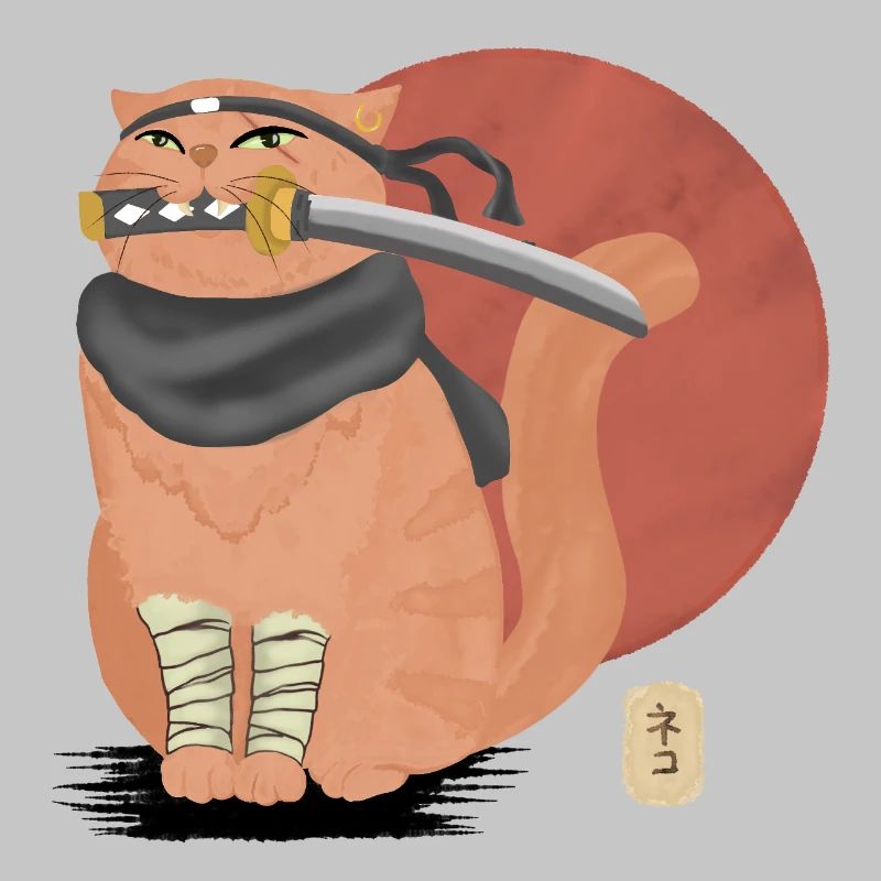 Samurai Cat with Katana