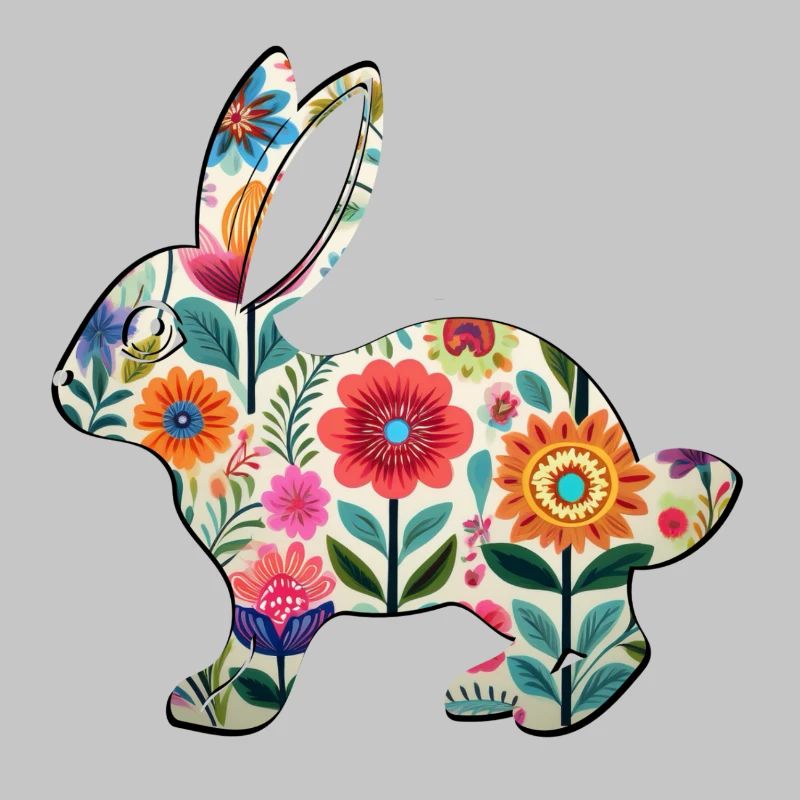 Florale Osterhasen-Silhouette - Boho Chic