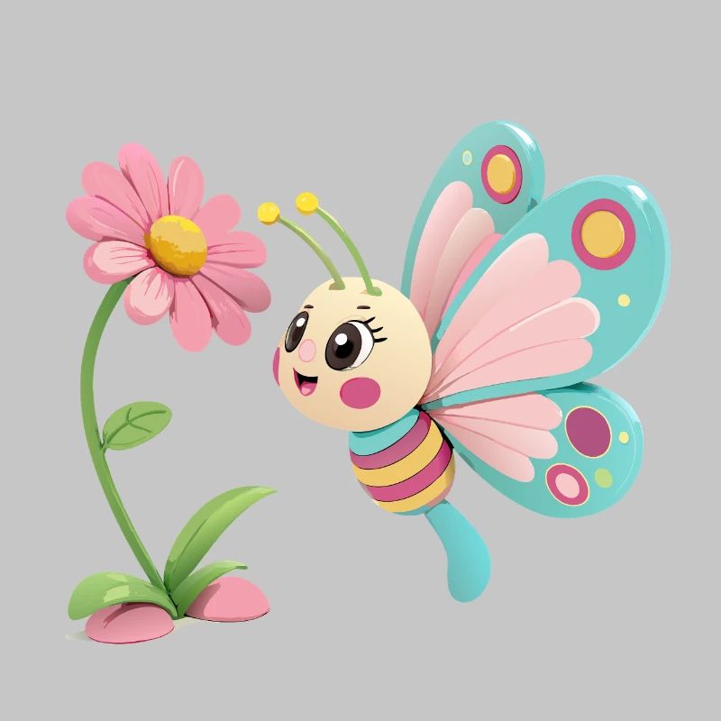 Papillon joyeux face à une fleur
