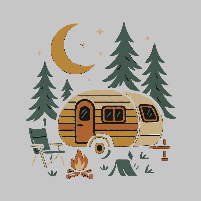 Conception de scène de camping nocturne