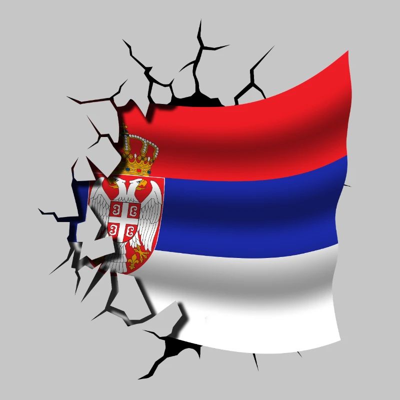 Drapeau de la Serbie - Serbe - Drapeau Broken Design