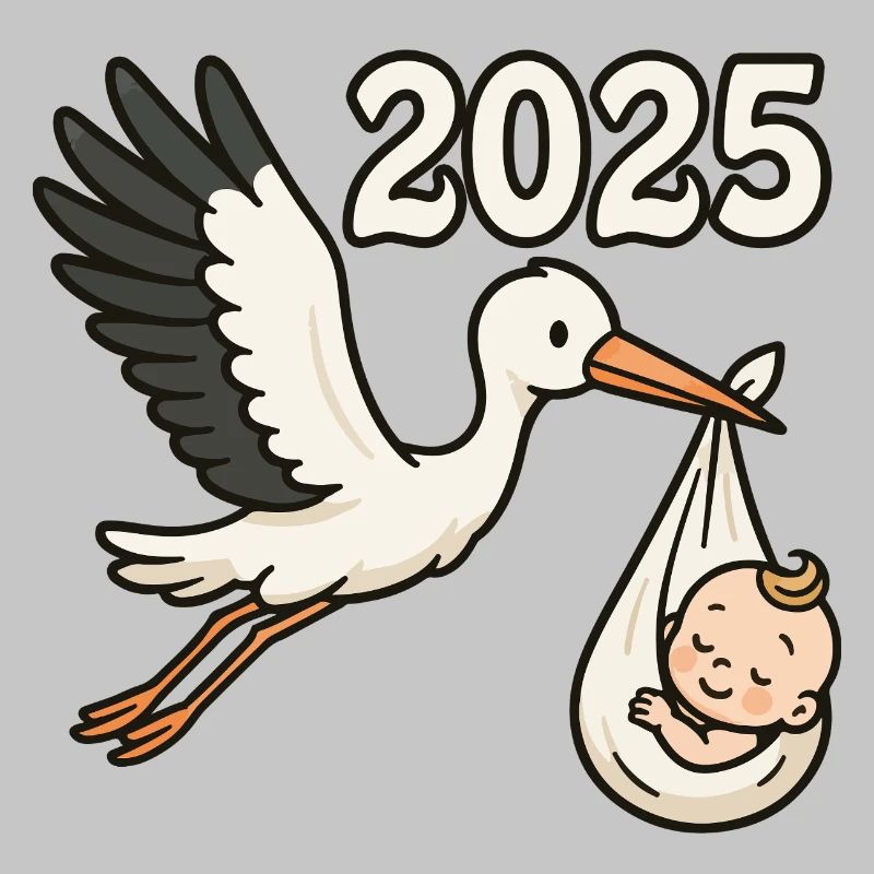 Stork with foundling in its beak 2025