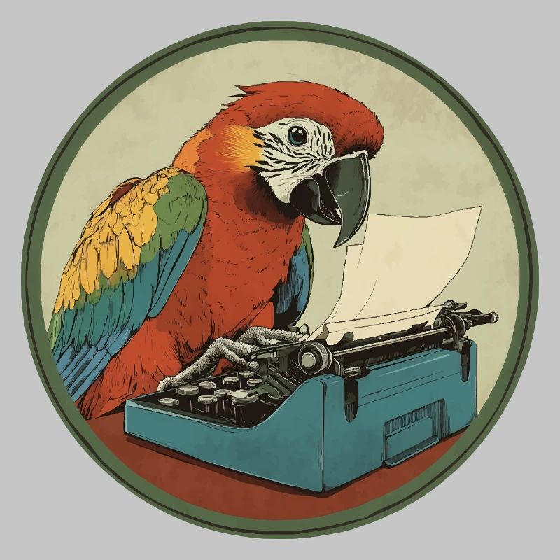 Parrot with typewriter – Feather-light and creative
