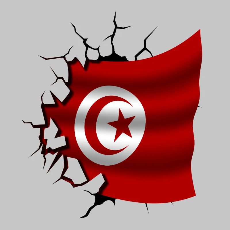 Drapeau de la Tunisie - Tunisie - Drapeau Broken Design
