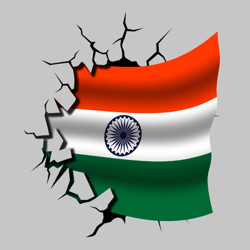 Drapeau de l’Inde - Inde - Drapeau Broken Design