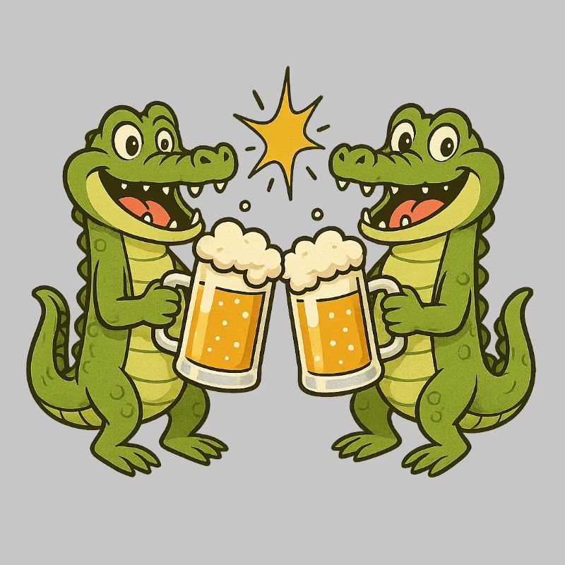 Lachende Krokodile mit Bier