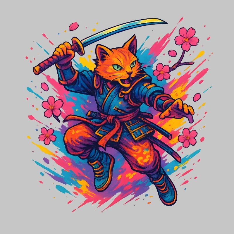 Samurai-style cat warrior