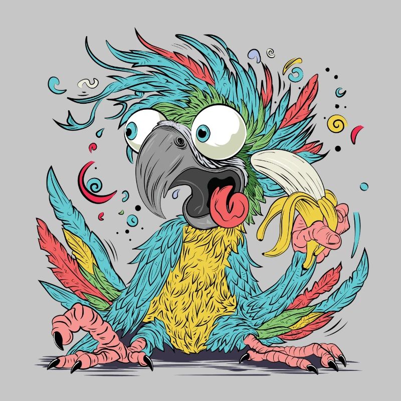 Cuclillo Parrot Playful Drawing Design | Colorful
