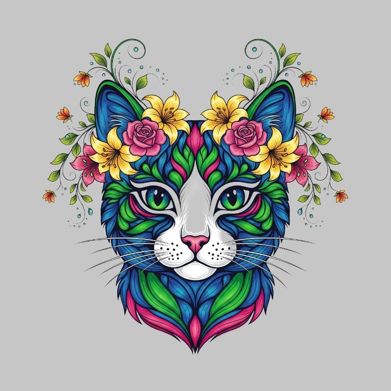 Cat with flowers