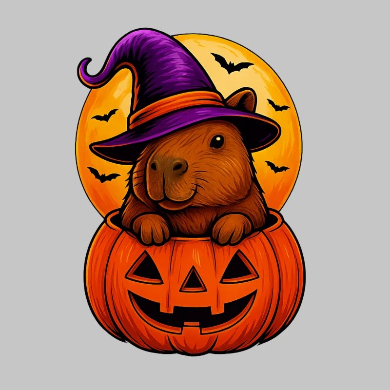 Capybara mignon dans la citrouille d’Halloween