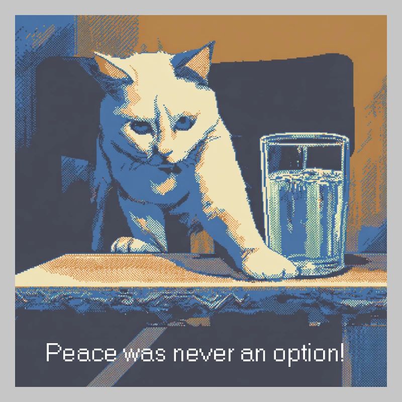 Katzenmotiv mit Friedensbotschaft