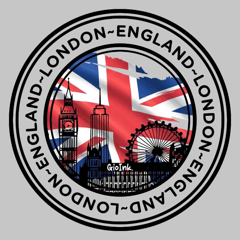Collage de monuments londoniens avec Union Jack