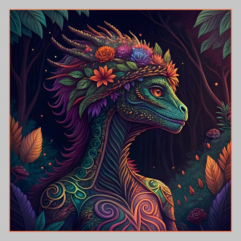 Mythical Jungle Dragon Illustration
