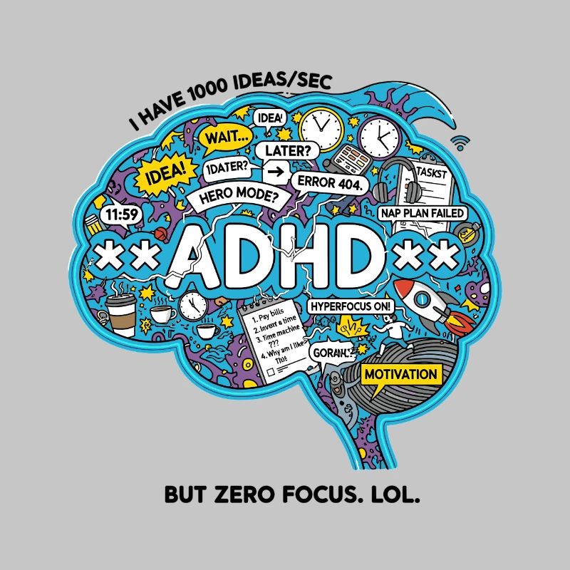 ADHD Brain Chaos Illustration