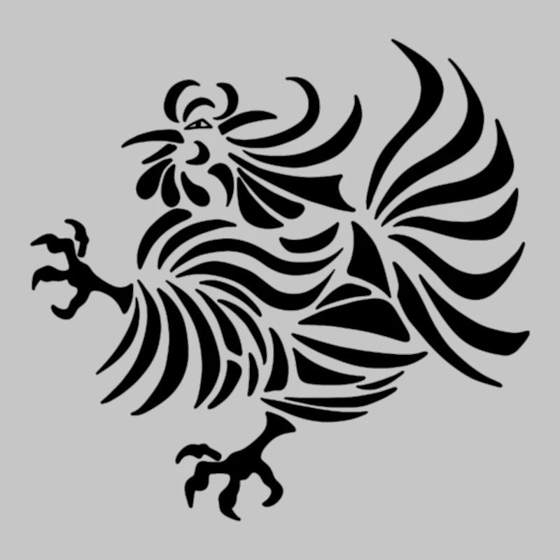 Dessin au trait complexe d'un coq