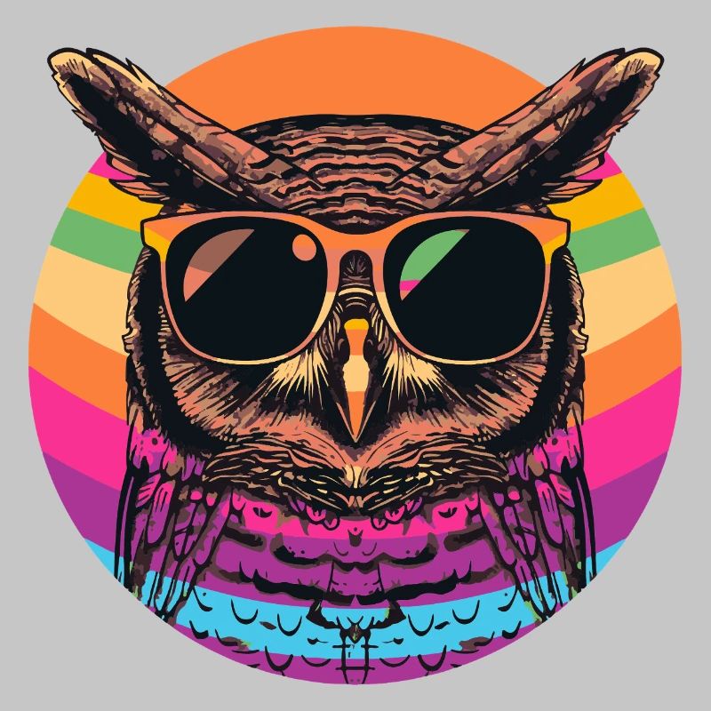 Bunte Retro Eule mit Sonnenbrille