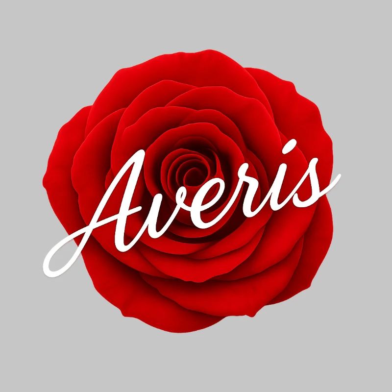 Rote Rose mit Avenir-Textdesign