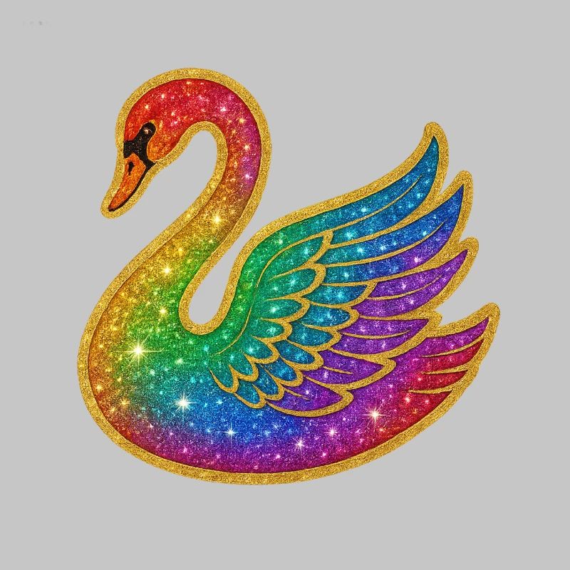 Regenbogen Glitzer Schwan