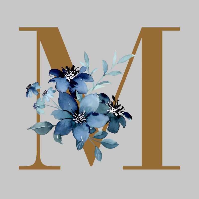 Monogramm M mit Blaublüten
