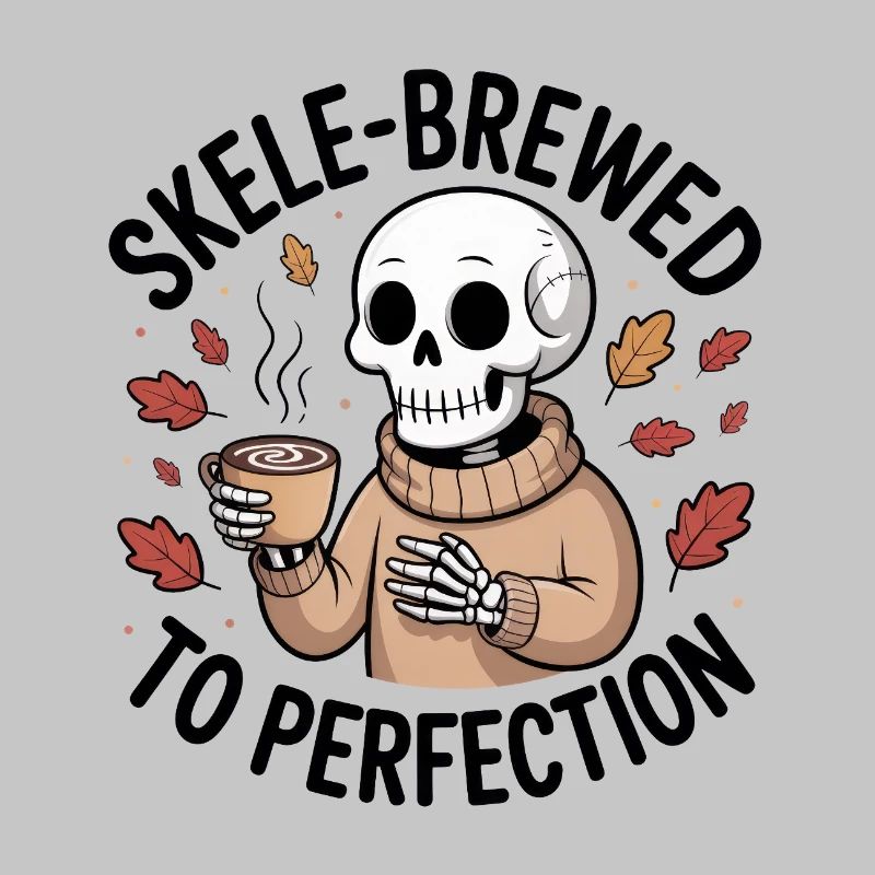 Squelette cosy en pull avec chocolat chaud