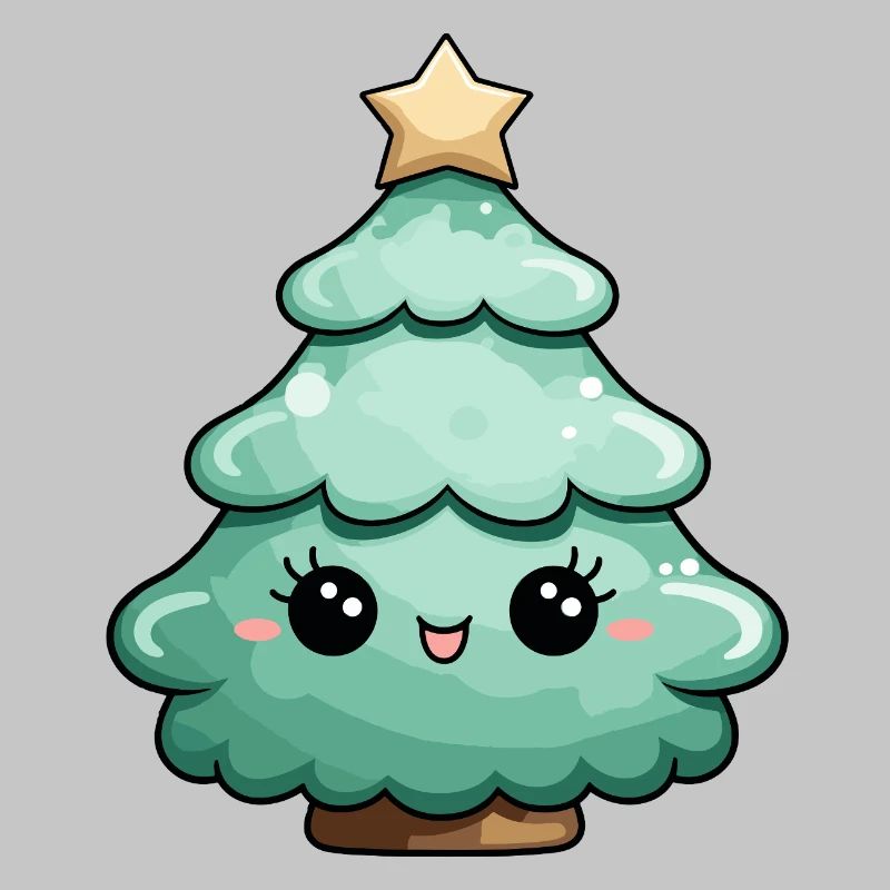Arbre de Noël de dessin animé mignon avec étoile