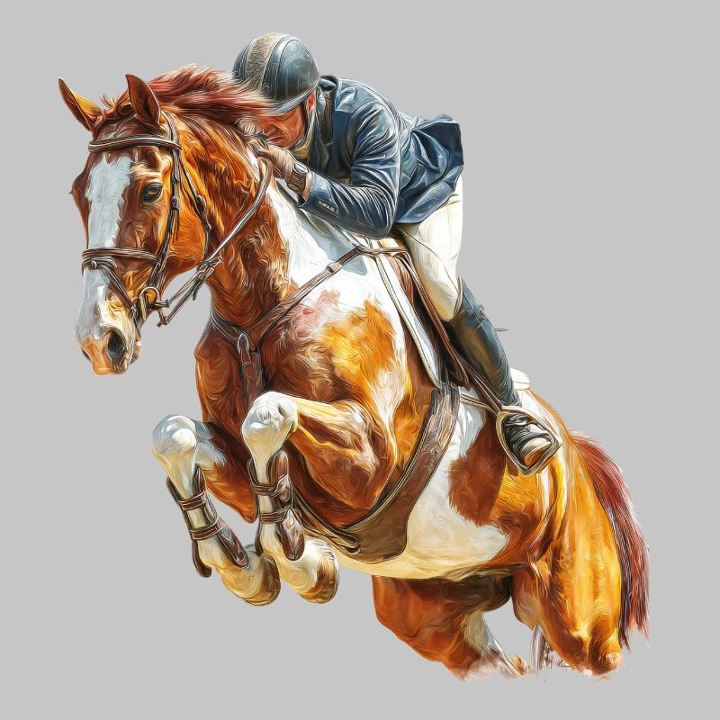 Galloping rider in leap