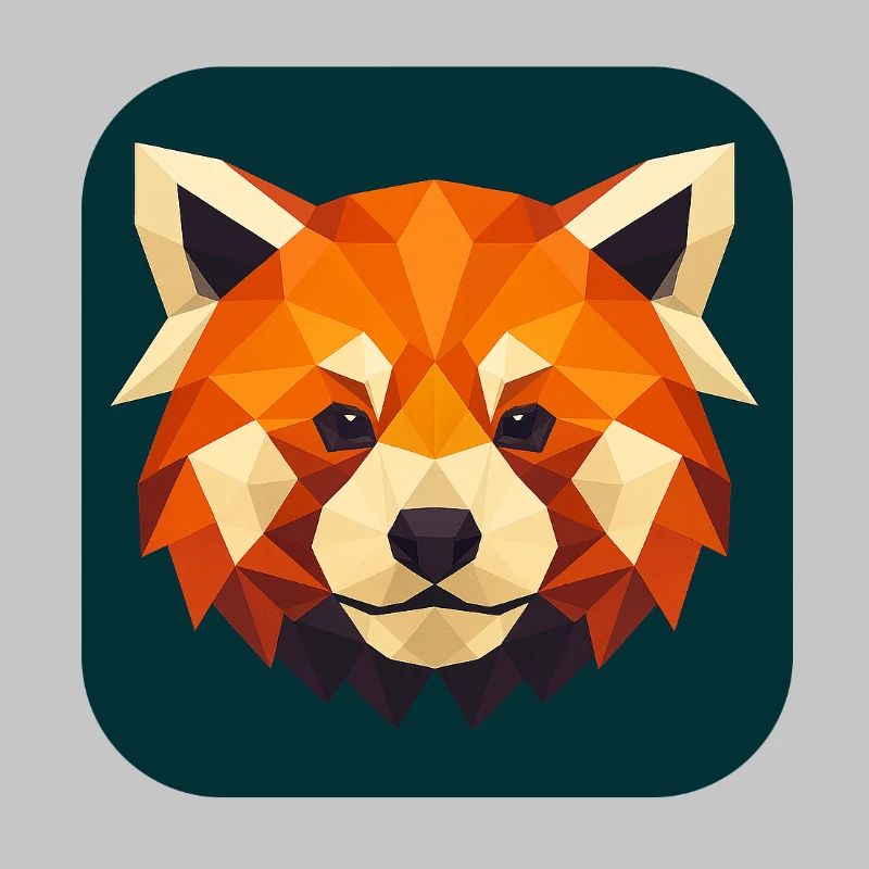 Roter Panda Kopf Low Poly