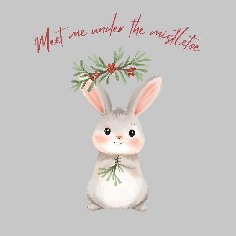 Lapin sous gui Conception de Noël