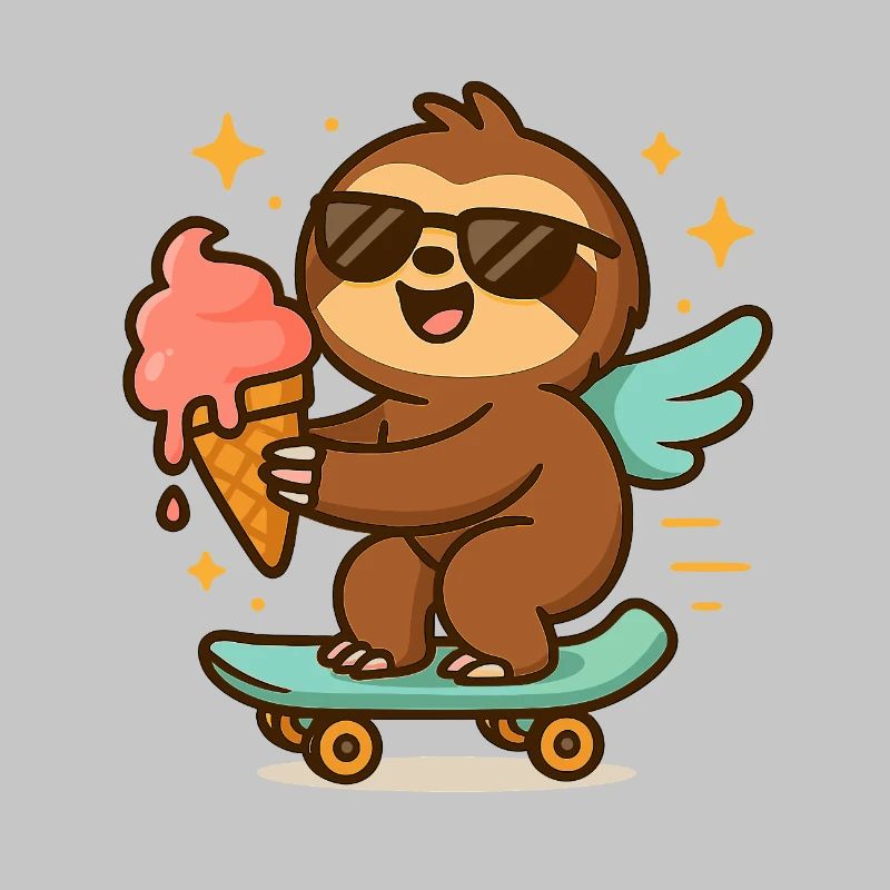 Cool Sloth Skateboard Treat Cone