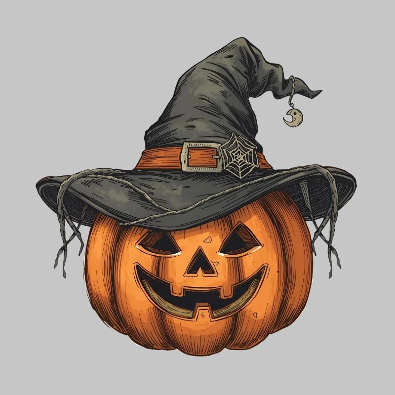 Halloween Pumpkin with Witch Hat