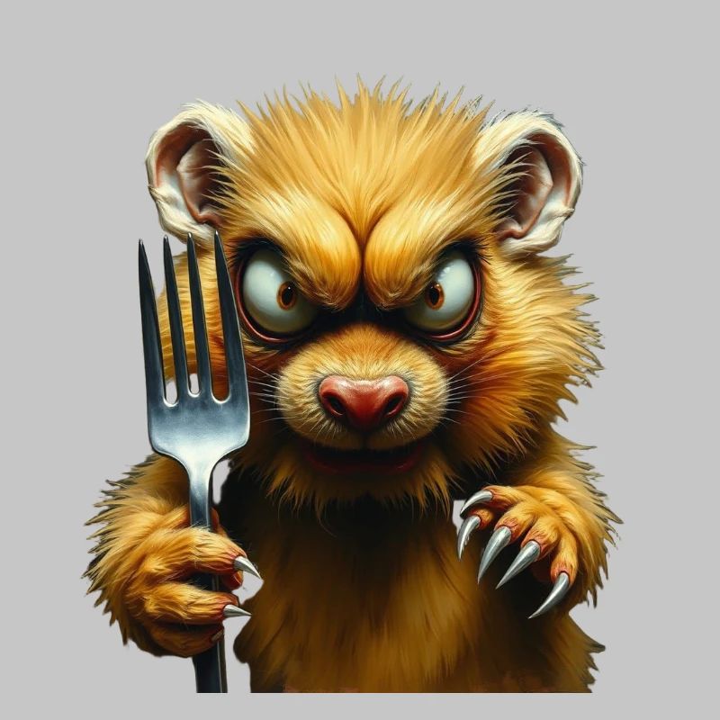 Horror-Hamster mit Gabel