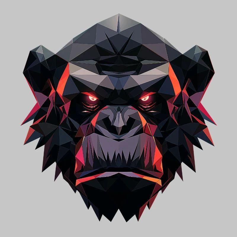 Gorilla Prism Head Low Poly Art Design