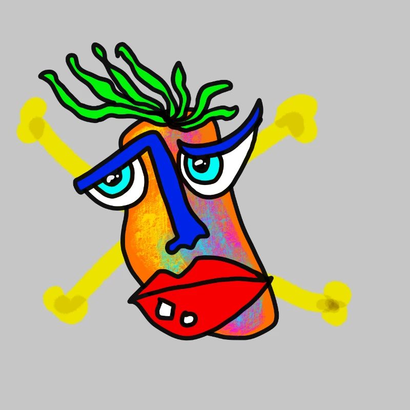 Colorful Face with Bone Backdrop