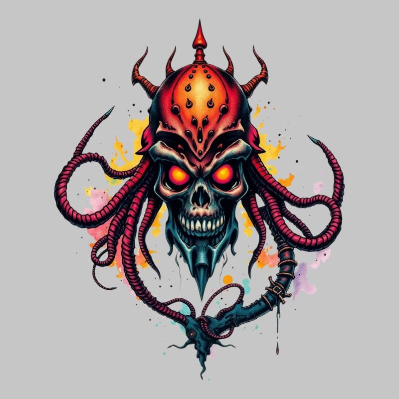 Tentakelskull Horror Kunst Druck
