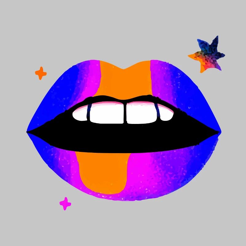 Neon Regenbogen Lippen
