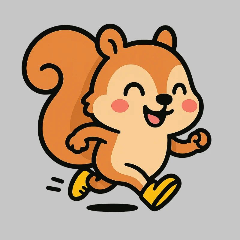 Glückliches Eichhörnchen auf der Flucht